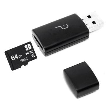 Imagem de Pen Drive Multilaser 2 em 1 + Micro SD Classe 10 64GB - Preto
