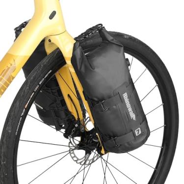Imagem de Rhinowalk Bolsa de garfo frontal de bicicleta, impermeável, bolsa de rack resistente com válvula de ar e design refletivo, bolsa de ciclismo para mountain bike e e-scooter (7L, 1 peça preta)