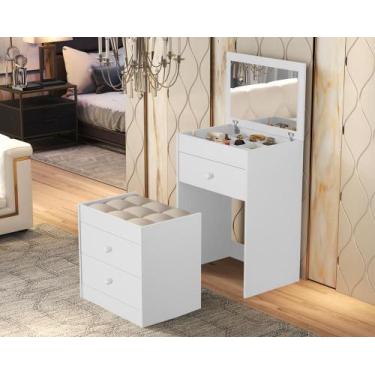 Imagem de Penteadeira Cômoda Olivia 3 Gavetas 100% Mdf C/espelho Banqueta - Baso