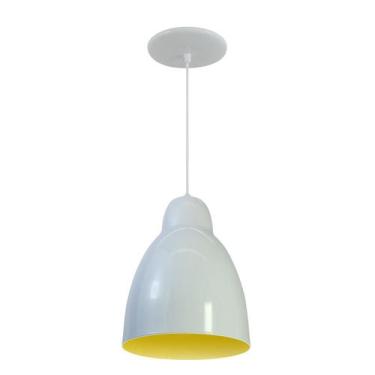 Imagem de Kit 2 Luminária Pendente Bala Com Interior Amarelo Com Fiação 110/220v