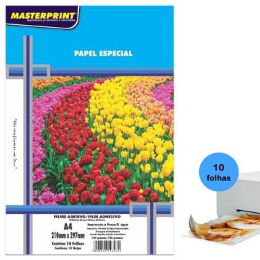 Imagem de Papel Filme Adesivo Vinil Branco Brilhante A4 135g 10 folhas Seca Rápi