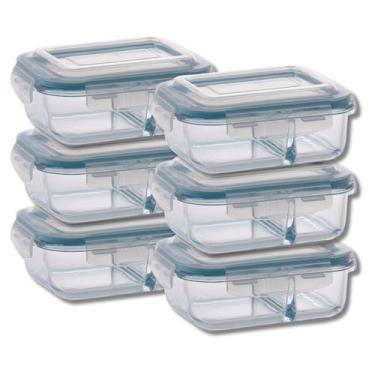 Imagem de Jogo 6 Potes 640ml Divisória Hermético Marmita Microondas - DONA LAURA