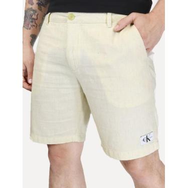Imagem de Bermuda Calvin Klein Jeans Masculina Chino Cotton Off White Tamanho Ca