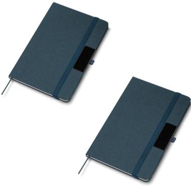 Imagem de Caderno de Anotações com Capa Dura em Poliéster, 80 Folhas Pautadas, Cor Bege, com Elástico (Caderno Azul)