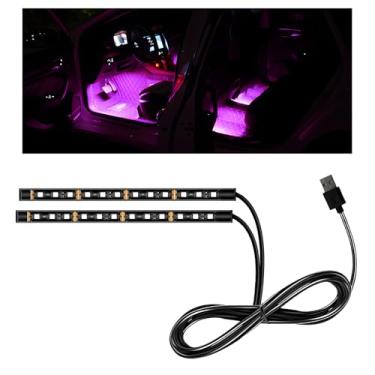 Imagem de MUQIDA Faixa de luz LED para carro, 12 V 24 LEDs, lâmpada de atmosfera interior automotiva com porta USB, veículo sob o painel de luz noturna ambiente neon faixa decorativa, acessórios universais para