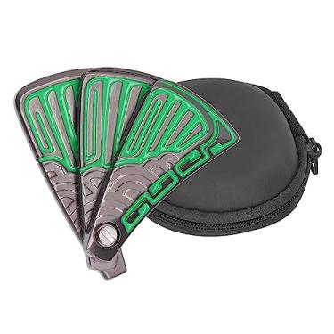 Imagem de Ainoli push slider fidget brinquedo ventilador dobrável alívio do estresse magnético brinquedo de aço inoxidável háptico para adulto (Verde)