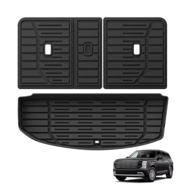 Imagem de SMABEE Forro de carga e tapete de encosto de 3ª fileira compatível com Hyundai Palisade 2026 7 assentos acessórios para forro de porta-malas TPE para todos os climas