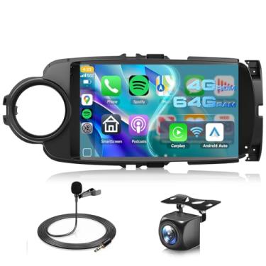 Imagem de 4G + 64G Android estéreo para Toyota Yaris 2012-2017 atualização de rádio, unidade de cabeça de tela sensível ao toque IPS de 9 polegadas, Driauto estéreo para carro com carplay sem fio, Android, auto