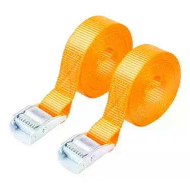 Imagem de Cinta de Amarração com Catraca, 5m, 250kg, Laranja, Náilon, Kit com 2 Unidades, Reforçada