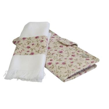 Imagem de Necessaire Higiene em Linho Floral com Toalha e Divisórias