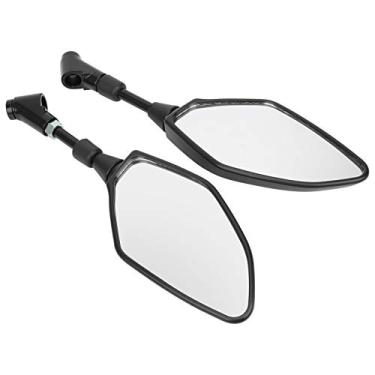 Imagem de aqxreight Par de Espelhos Retrovisores para Motocicleta Universal ABS Preto Com Parafusos de Montagem e Tampas e Persiana do Motorista Tem Situação para Ver Assim o Motorista o Guidão