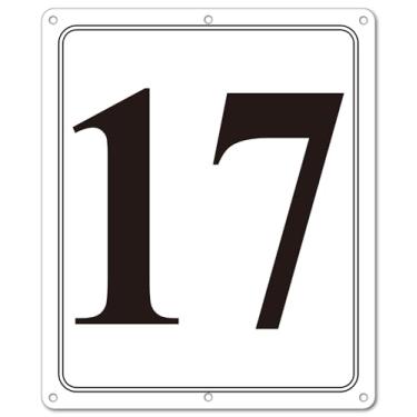 Imagem de i-CowFun Placa numerada de metal premium ao ar livre, refletiva 30,5 x 25,4 cm placas numeradas de alumínio grandes 17 para estacionamento, quadra de tênis, campo, armazém, corredor, edifício, doca