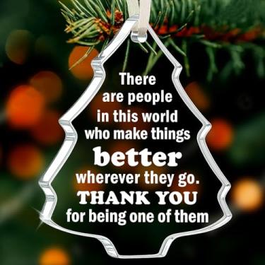 Imagem de Enfeite de vidro de Natal Thank You 2025 – Decoração de árvore de apreciação, presente de feriado para professor colega de trabalho amigo chefe família, lembrança sentimental