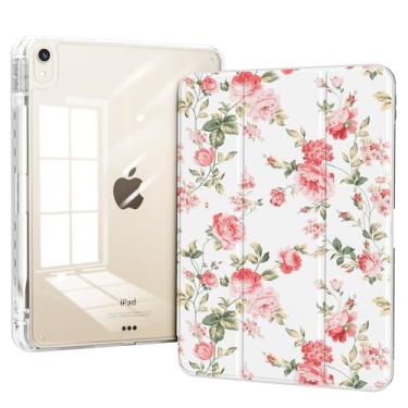 Imagem de Piznernico Capa fina para iPad Air 11 polegadas M3 (2025)/M2 (2024), iPad Air 10,9 polegadas 5ª/4ª geração 2022/2020, capa traseira transparente com suporte de três dobras com suporte para lápis