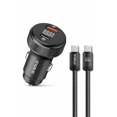 Imagem de Carregador Veicular Turbo 60W com Cabo USB-C Premium, Carregamento Super Rápido, Duas Entradas, Compatível com Dispositivos iOS e Android