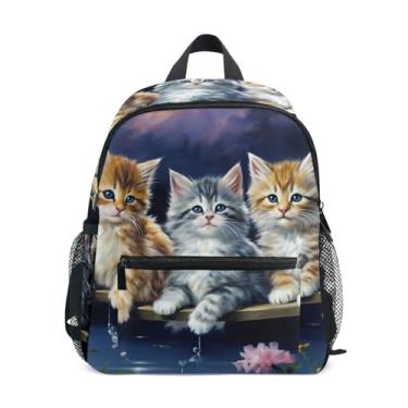 Imagem de Cute Kitten Cats Print Simple Modern Kids Backpack with Whistle, Adjustable Chest Strap, Mini Backpack for Girls Lightweight & Compact for Ages 3-8