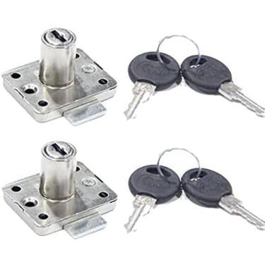 Imagem de Fechadura de gaveta de aço laminado a frio para armário de arquivos, trava de segurança 35 x 40 mm, pacote com 2 chaves