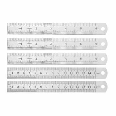 Imagem de Conjunto de réguas de aço de tamanho misto de 2 peças (1 × 30 cm + 3 × 20.3 cm), ferramentas de medição de metal duráveis para bricolage, marcenaria e escritório