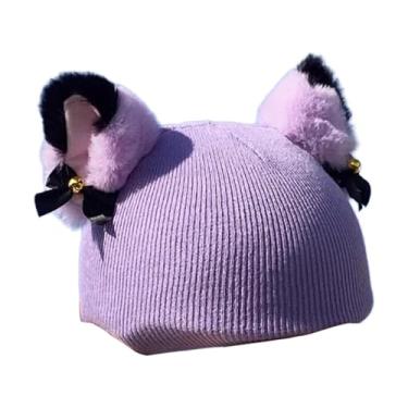 Imagem de menolana Capa para capacete de esqui com orelhas de gato, acessório de esqui e snowboard, tricotada, elegante e decorativa, perfeita para esportes de inverno.