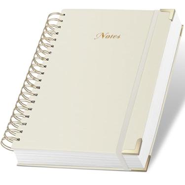 Imagem de ALKALO Caderno em espiral, caderno pautado universitário com capa dura de linho de 328 páginas, diários grossos forrados para mulheres e homens, diário espiral grosso B5 para escrever, papel 100GSM