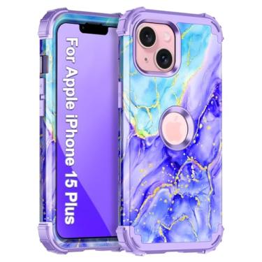 Imagem de Casetego Capa para iPhone 15 Plus, capa protetora resistente à prova de choque de três camadas para Apple iPhone 15 Plus 6,7 polegadas, violeta cobalto
