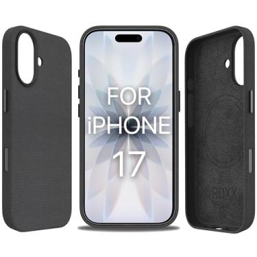Imagem de Capa de tecido preto Roxx | como a original | com botão de câmera e proteção interna | Compatível com iPhone 17 Pro Max | para MagSafe | Capa rígida | Proteção de tela e câmera