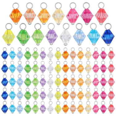 Imagem de PH PandaHall 120 peças pingentes de contas de cristal 15 cores pingentes pendentes de cristal 7,5 mm contas de acrílico bicone pingentes de contas facetadas para brinco, colar, pulseira, chaveiro