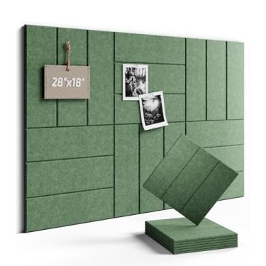 Imagem de Fluxynara Azulejos de feltro para quadro de avisos - 71 x 45 cm com 40 abas adesivas, quadro de cortiça alternativa para decoração de escritório, organizador de parede com alfinetes, pacote com 6