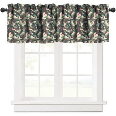 Imagem de Fblifil Sanefas de camuflagem florestais, estampa de floresta verde ilustrada com tema de caçador, para bebê, sala de estar, quarto, berçário, banheiro, café, 137 x 45 cm