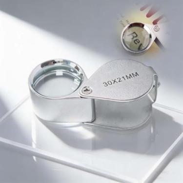 Imagem de Lupa 10 x Jewelers, lupa dobrável de metal com acabamento em ouro/prata, lupa portátil para inspeção de pedras preciosas, coleção de moedas e carimbos (prata)