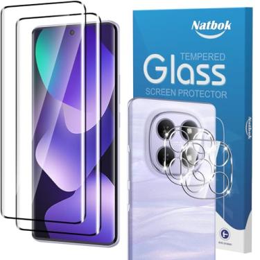 Imagem de Natbok Pacote com 2 + 2 protetores de tela 3D para Xiaomi Redmi Note 15 5G com protetor de lente de câmera, película de vidro temperado 9H, HD transparente resistente a arranhões, sem bolhas para