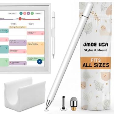 Imagem de Jmoe USA Caneta Stylus e suporte para Skylight Calendário de 38 cm | Stylus de ponta dupla com pontas de malha e disco | 2 pontas sobressalentes de reposição | Suporte de caneta flexível é montado no