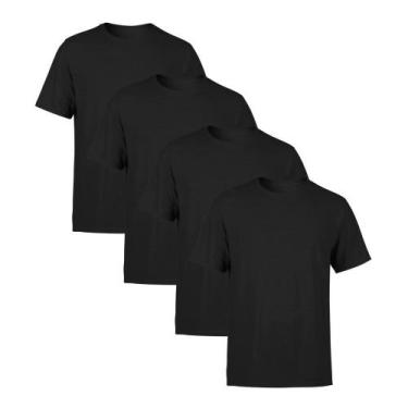 Imagem de Kit 4 Camisetas AMGK Masculina Lisa Premium 100% Algodão, Preto, Mascu