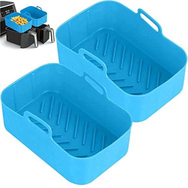 Imagem de 2 Pack Panelas de Silicone para Air Fryer Cesto Reutilizável Nível Alimentar Substituição Tigela Ninja DZ201 DZ401 Instant Vortex Lavavajillas Antiade