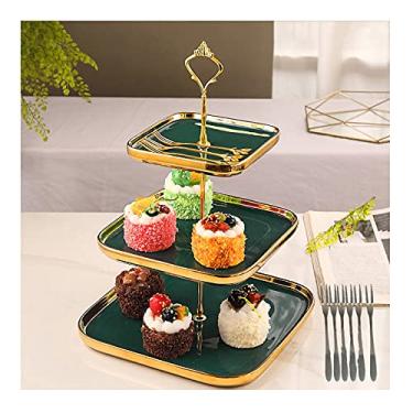 Imagem de Fruit Bowls Suporte de bolo de três camadas prato de sobremesa prato de frutas criativo moderno prato de frutas sala de estar tigela de frutas decorativa para casa (A) (um tamanho único)