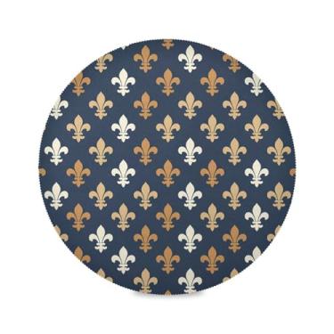 Imagem de Wassud Jogo americano marrom Mardi Gras tapetes de mesa redondos para cozinha e jantar tapetes laváveis resistentes ao calor decoração de mesa 39 cm