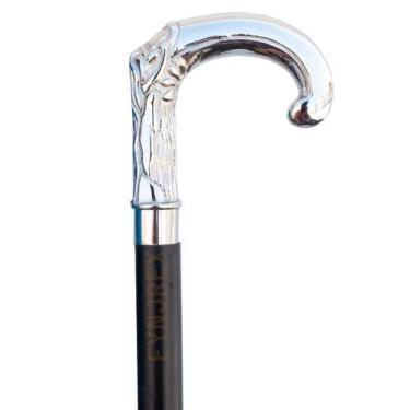 Imagem de Bastão de caminhada FYNJREX Alça ajustável de latão prateado de 97 cm