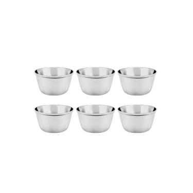 Imagem de Ramekin Tigela Inox Sobremesa Mini Bolo Sufle Molho 150ml 6un - GOURME