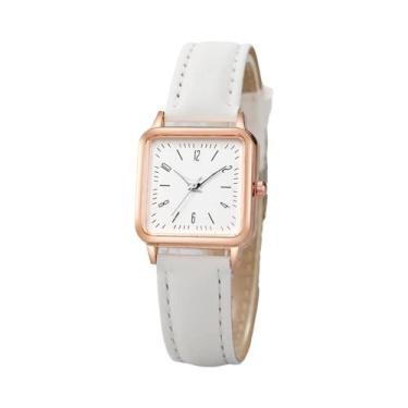 Imagem de Relógio De Pulso Feminino Casual Com Pulseira De Couro, Relógio De Qua