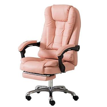 Imagem de Cadeiras de mesa reclináveis executivas cadeira de mesa reclinável com encosto alto design ergonômico PU cadeira de computador suporte lombar apoio de pé telescópico peso de rolamento 150 kg (cor