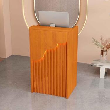 Imagem de Mesas de recepção, mesa de recepção em pé, balcão de check-out, balcão de recepção pequeno, balcão de loja, balcão de recepção, recepção com balcão, balcão de varejo (F2,80 cm/3