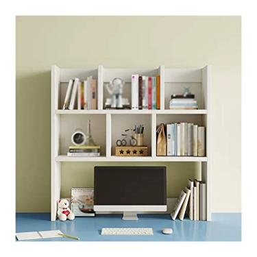 Imagem de Estante de mesa, organizador de mesa, suporte de armazenamento, estante de madeira para bancada, organizador de mesa para material de escritório, cozinha, banheiro (branco) moderno (G)