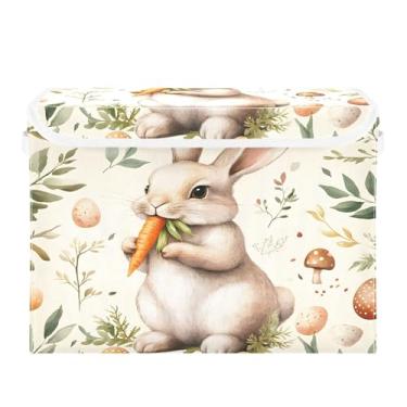 Imagem de SEHANY Cestas de armazenamento fofas de coelho de desenho animado com tampas, organizador de caixas de armazenamento de tecido para armário de roupas, cobertor de escritório, berçário, 42 x 32 x 30 cm