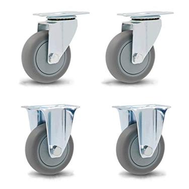 Imagem de Rodas giratórias resistentes de 360° - Rodízios móveis duráveis para móveis, carrinhos, bancadas de trabalho, armários - Rodízios de substituição de placa superior, conjunto de 4