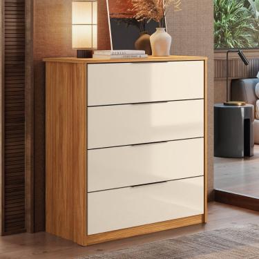 Imagem de Cômoda para Quarto com 4 Gavetas Alia Cinamon/Off White