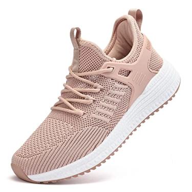 Imagem de SDolphin Tênis de corrida feminino – confortável espuma viscoelástica, leve, caminhada, tênis, treino, tênis, Rosa cereja pálido, 42