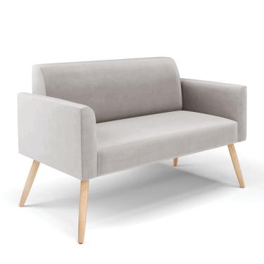 Imagem de Sofá Namoradeira Pés Palito Natural Marisa Veludo D03 - D\'rossi Cor Cinza