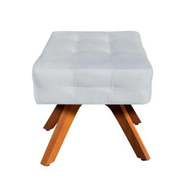 Imagem de Puff Giratório Elisa Suede Base Madeira Cinza