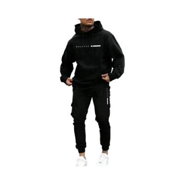 Imagem de Conjunto De Moletom Masculino Para Outono E Inverno Com Capuz E Cordão