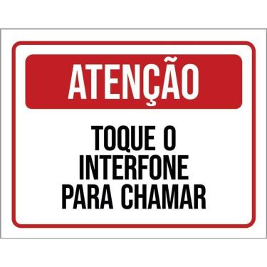 Imagem de Kit 3 Placa Acm Atenção Toque Interfone Para Chamar 18X23